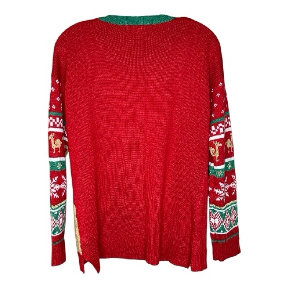 United States Sweaters Red Llama Holiday Ugly Christmas Sweater Sz M - Picture 2 of 5
